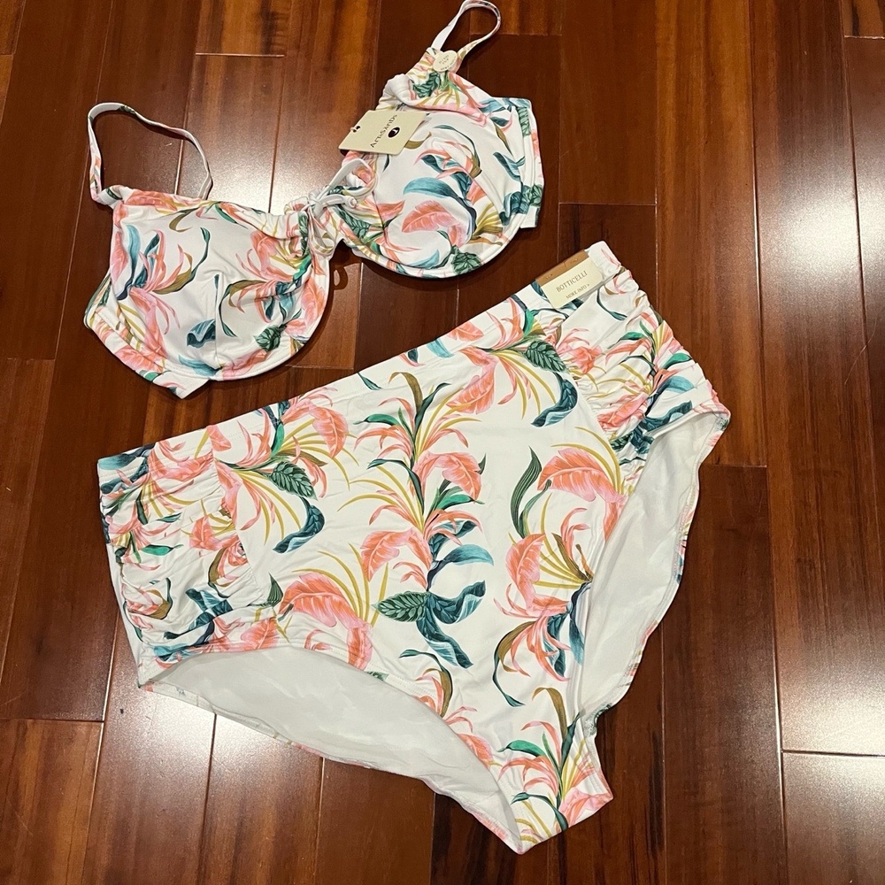 New NWT ArteSands Swim Bikini Set April Spritz Degas Botticelli Floral Plus‎ 20